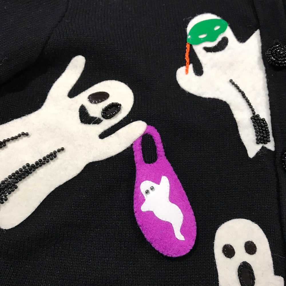Vintage Michael Simon Halloween Ghosts Cardigan Sweater ~ Women’s Small - Picture 4 of 11